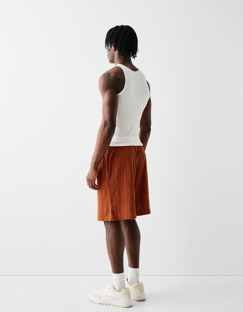 شورت برمودا جاكار من مزيج قطني-برتقالي داكن-2