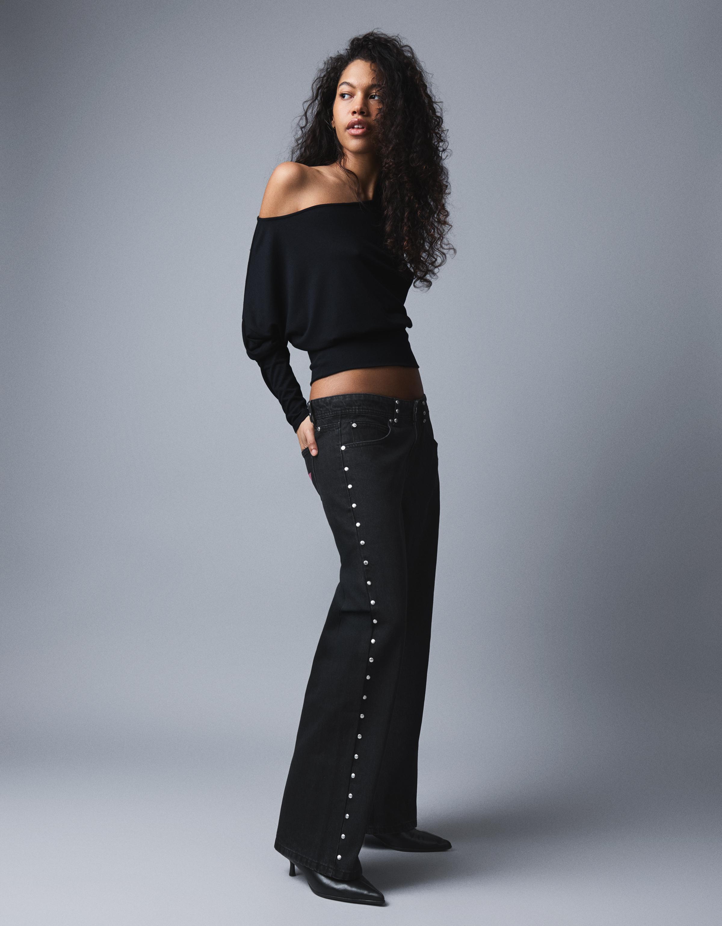 Yıldız zımba detaylı baggy fit jean - Görsel 17