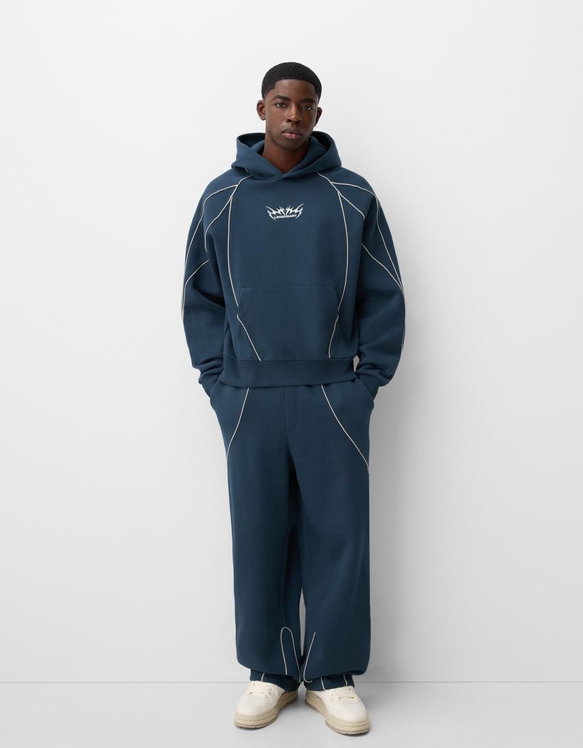 Ensemble sweat et pantalon molleton-Marine-0