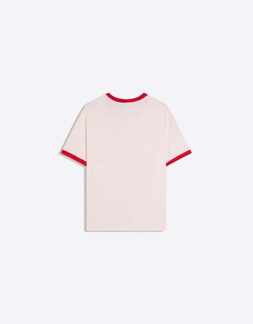 Camiseta manga corta contraste-Rojo