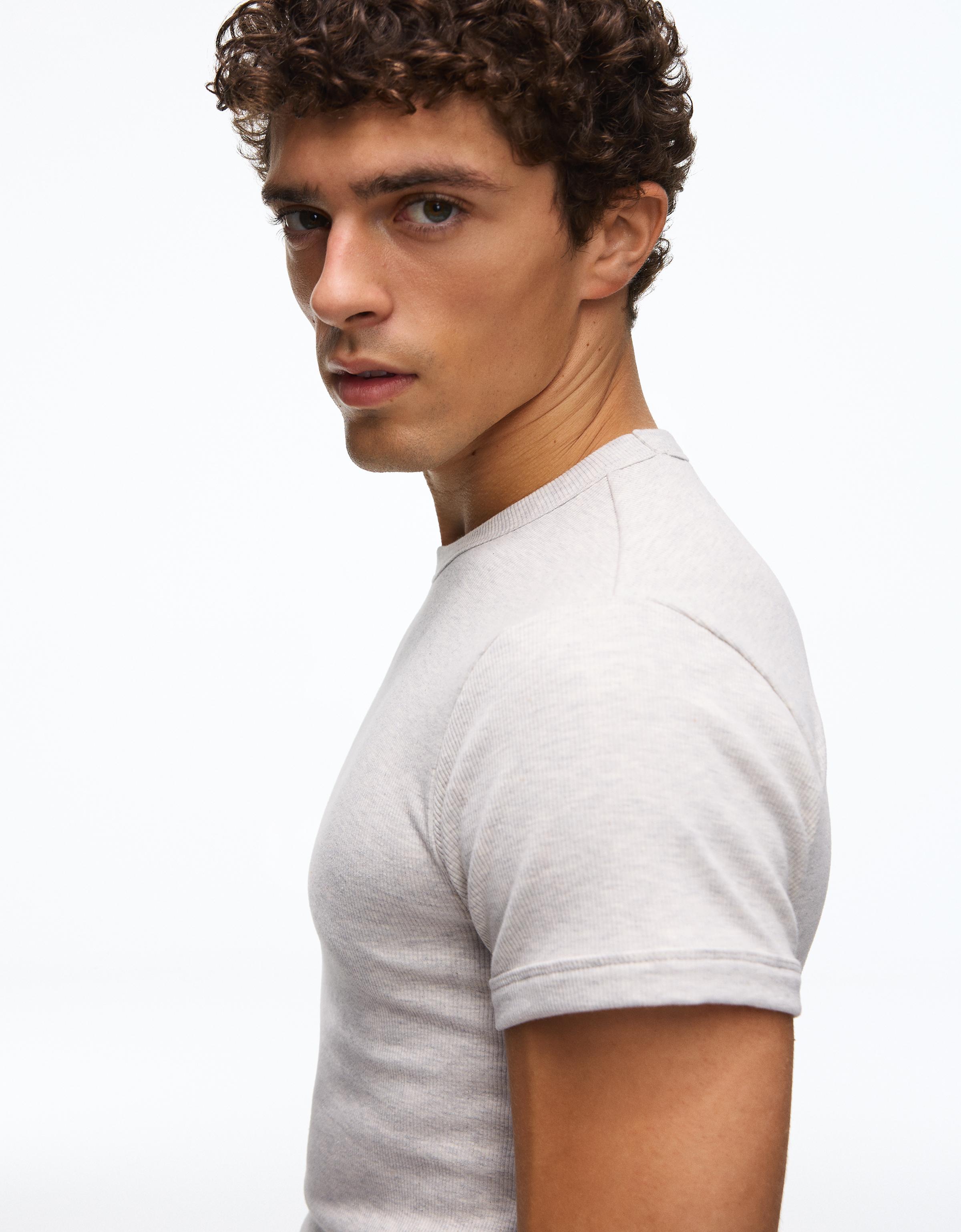 Slim fit ribbed T-shirt — Grey