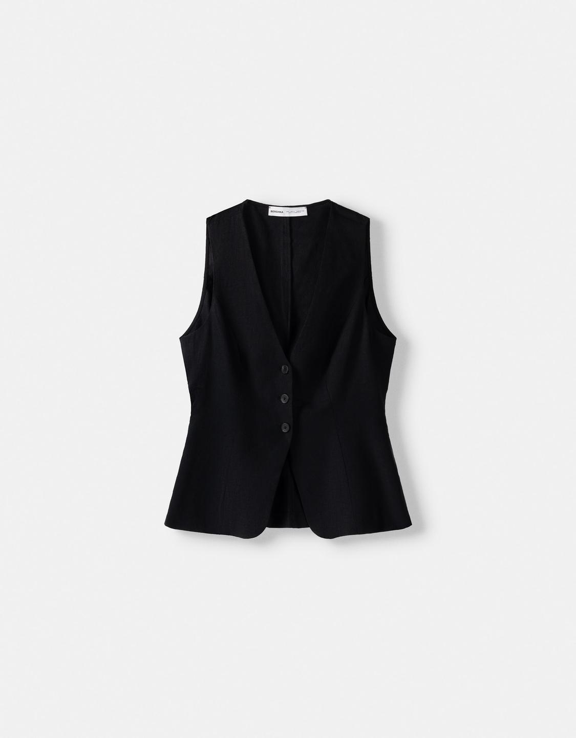 Fitted waistcoat with linen