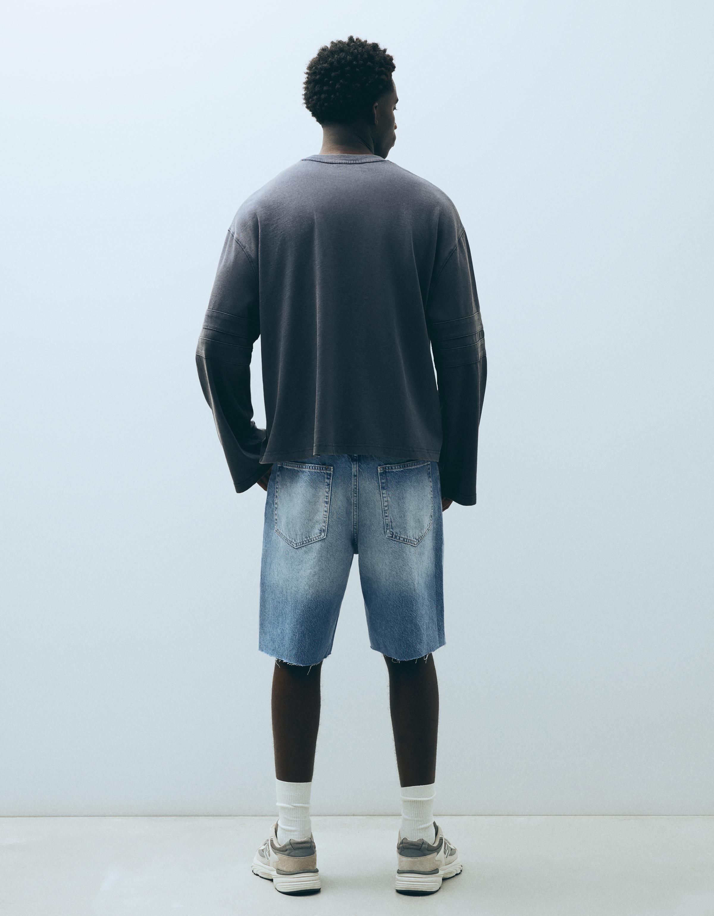 Ripped denim Bermuda shorts — Blue