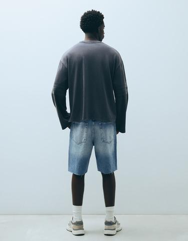 Ripped denim Bermuda shorts — Blue 2