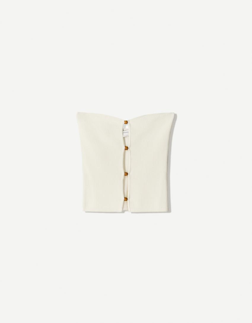 Bandeau top with cut-out detail-Cream-3