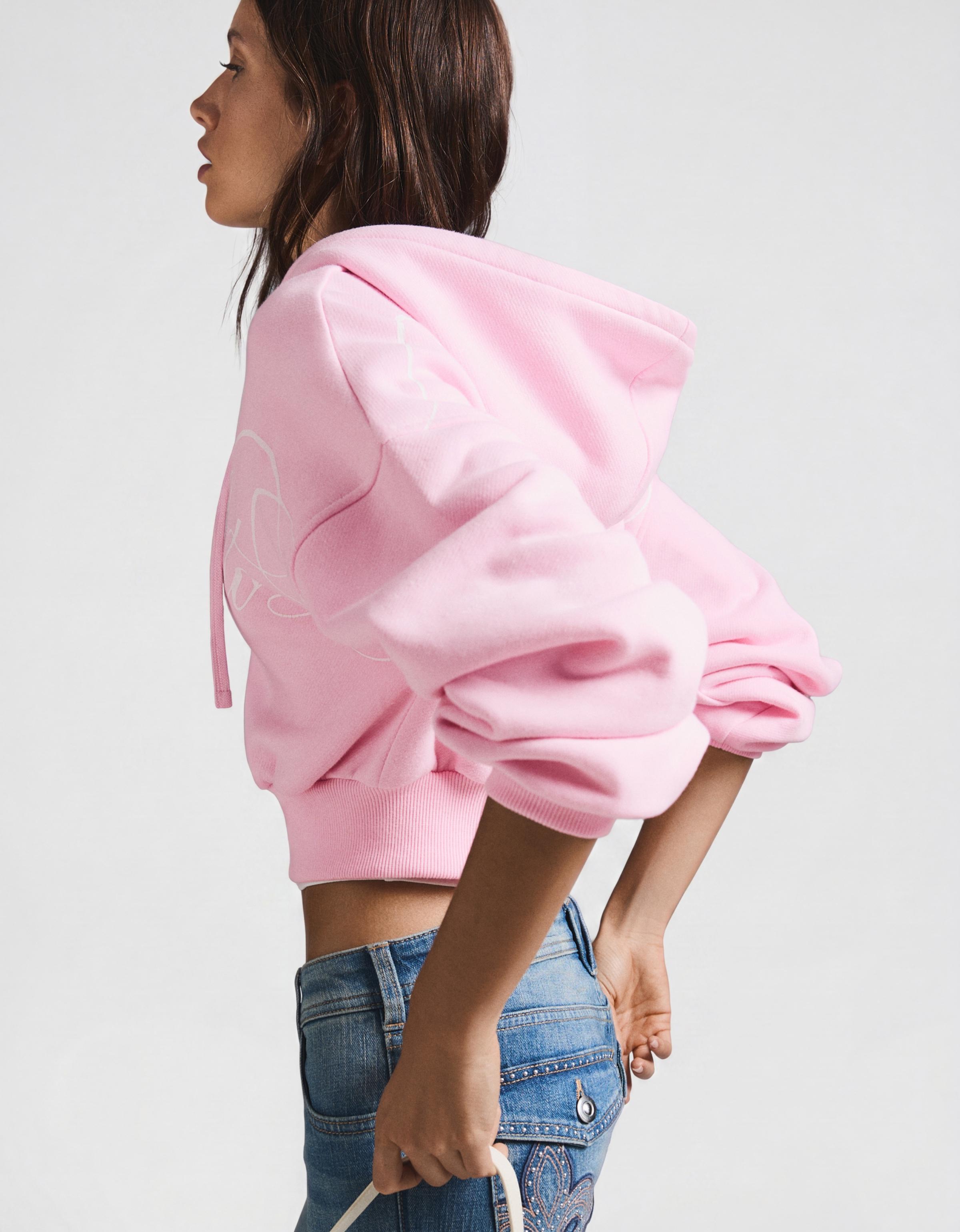 Printed zip-up hoodie — Pink