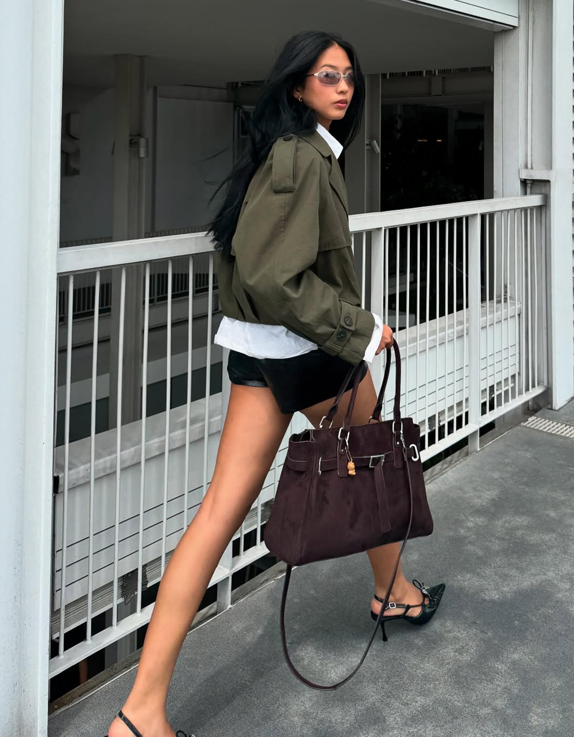 Balloon effect cropped trench coat — Khaki