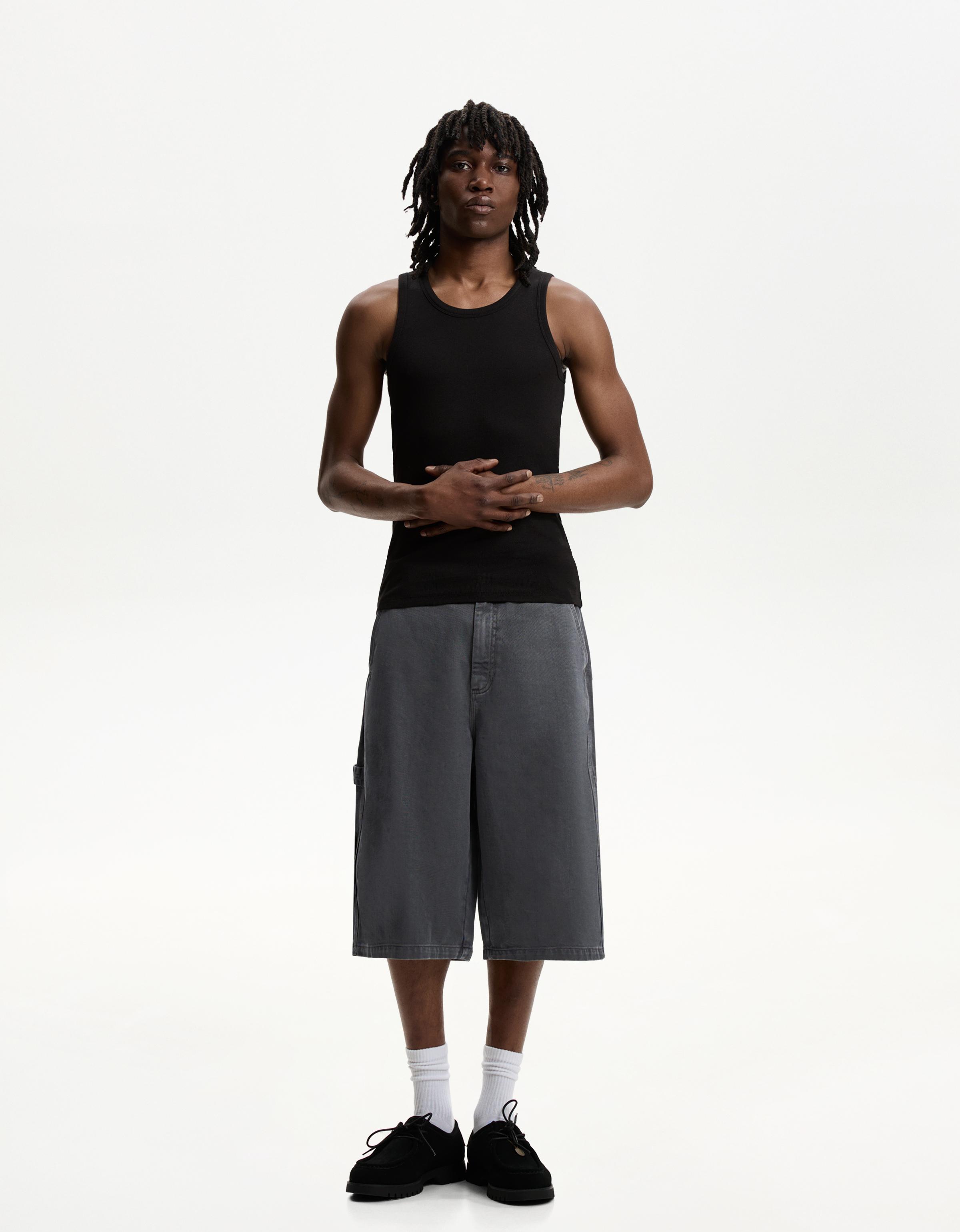 Bershka Workwear-Bermudas Im Skater-Stil Herren 42 Dunkelgrau