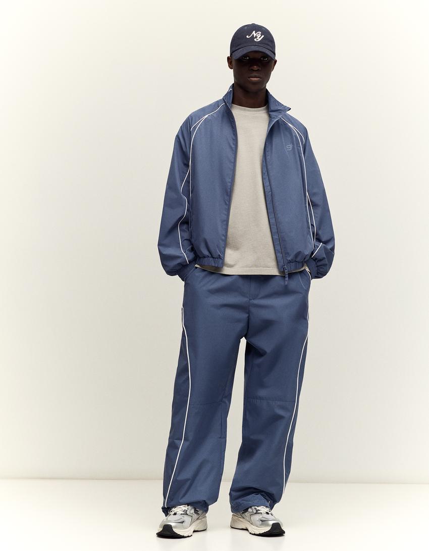 Contrast technical jacket-Blue