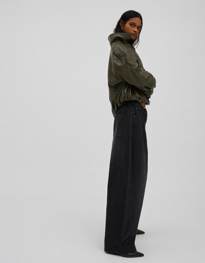Barrel-leg trousers-Grey