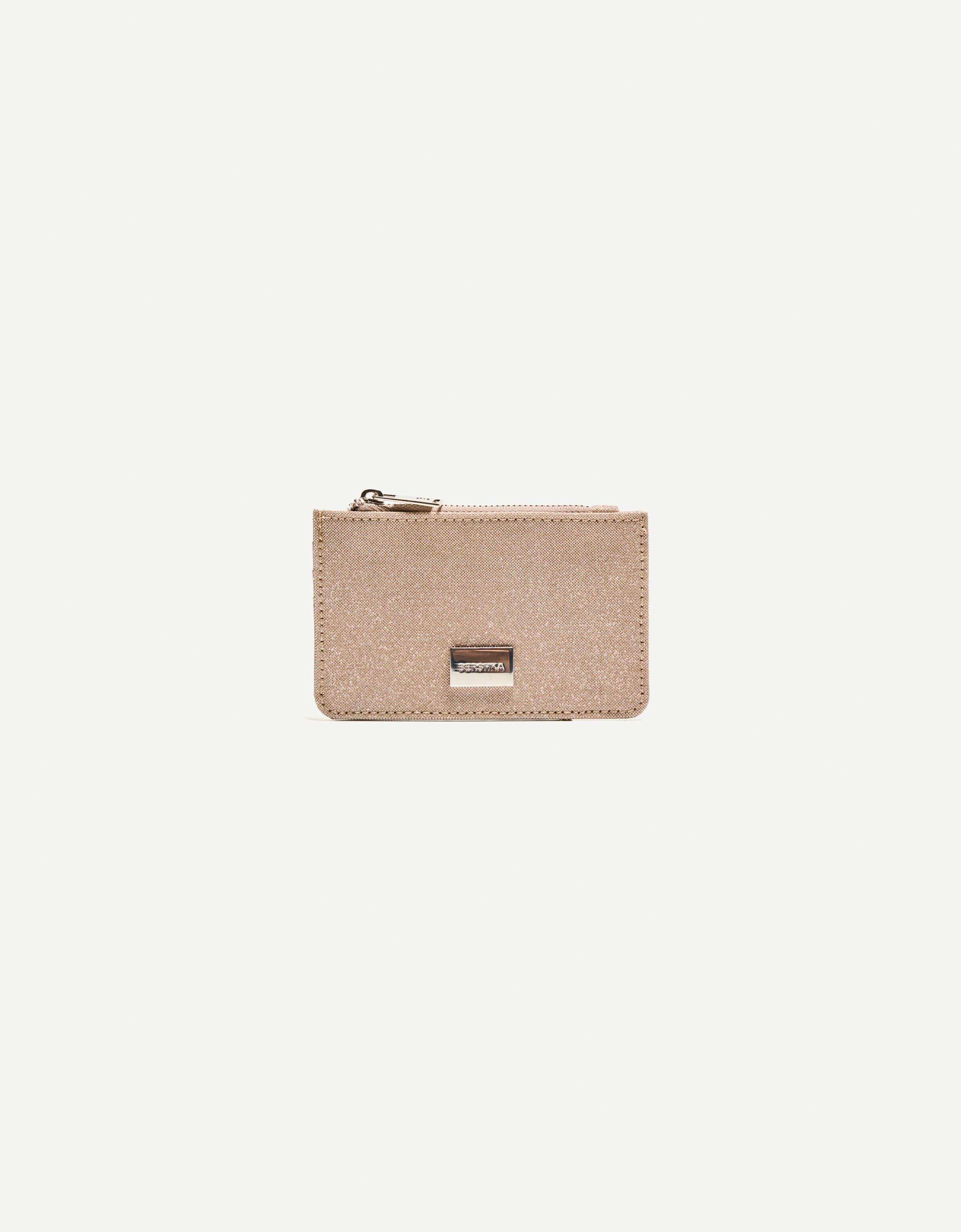 Bershka Shiny Card Holder In Gold