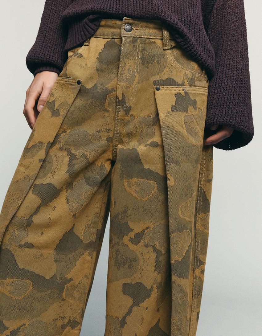 Bedruckte Balloon-Hose-Khaki