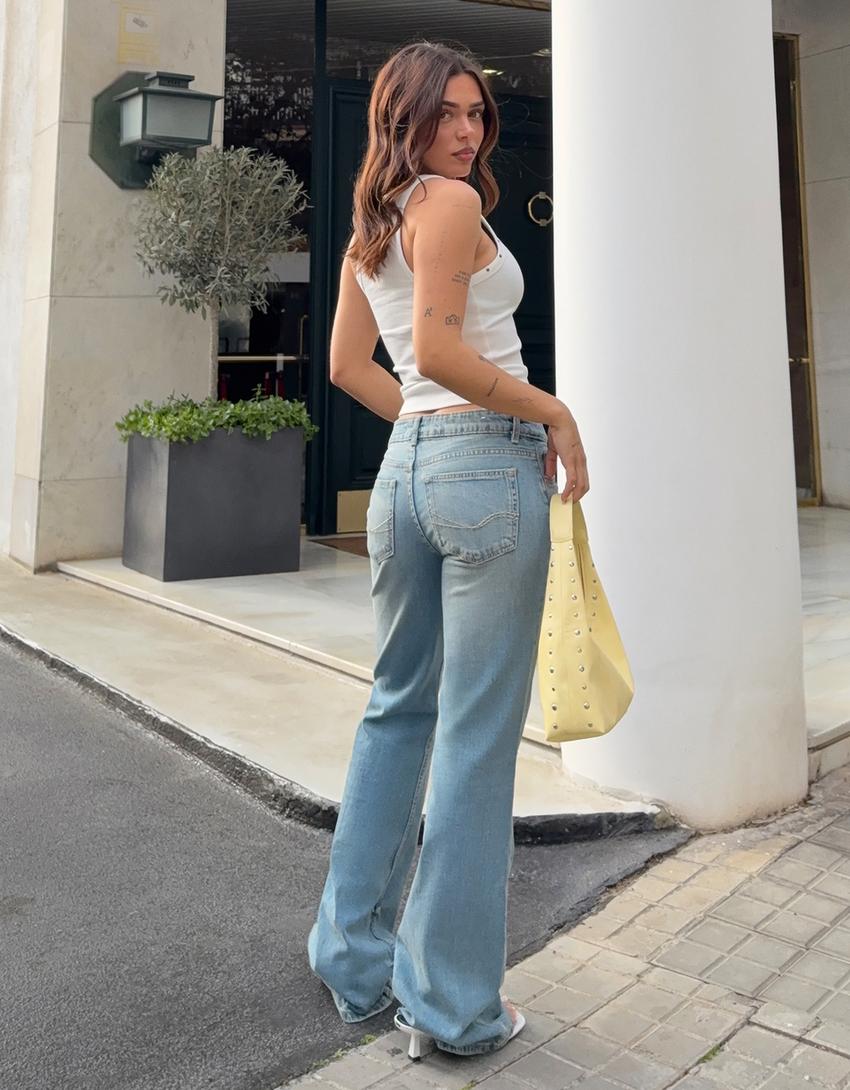 Düşük bel bootcut jean-Açık mavi