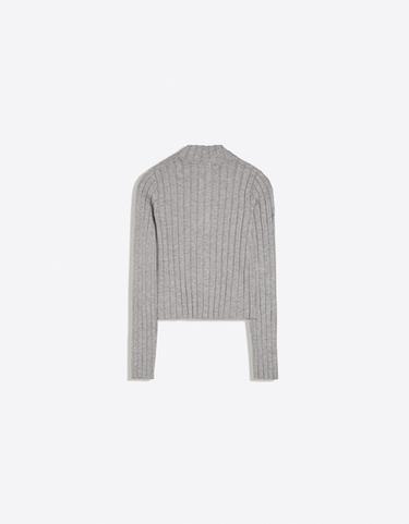 Ribbed zip-up cardigan — Grey 6
