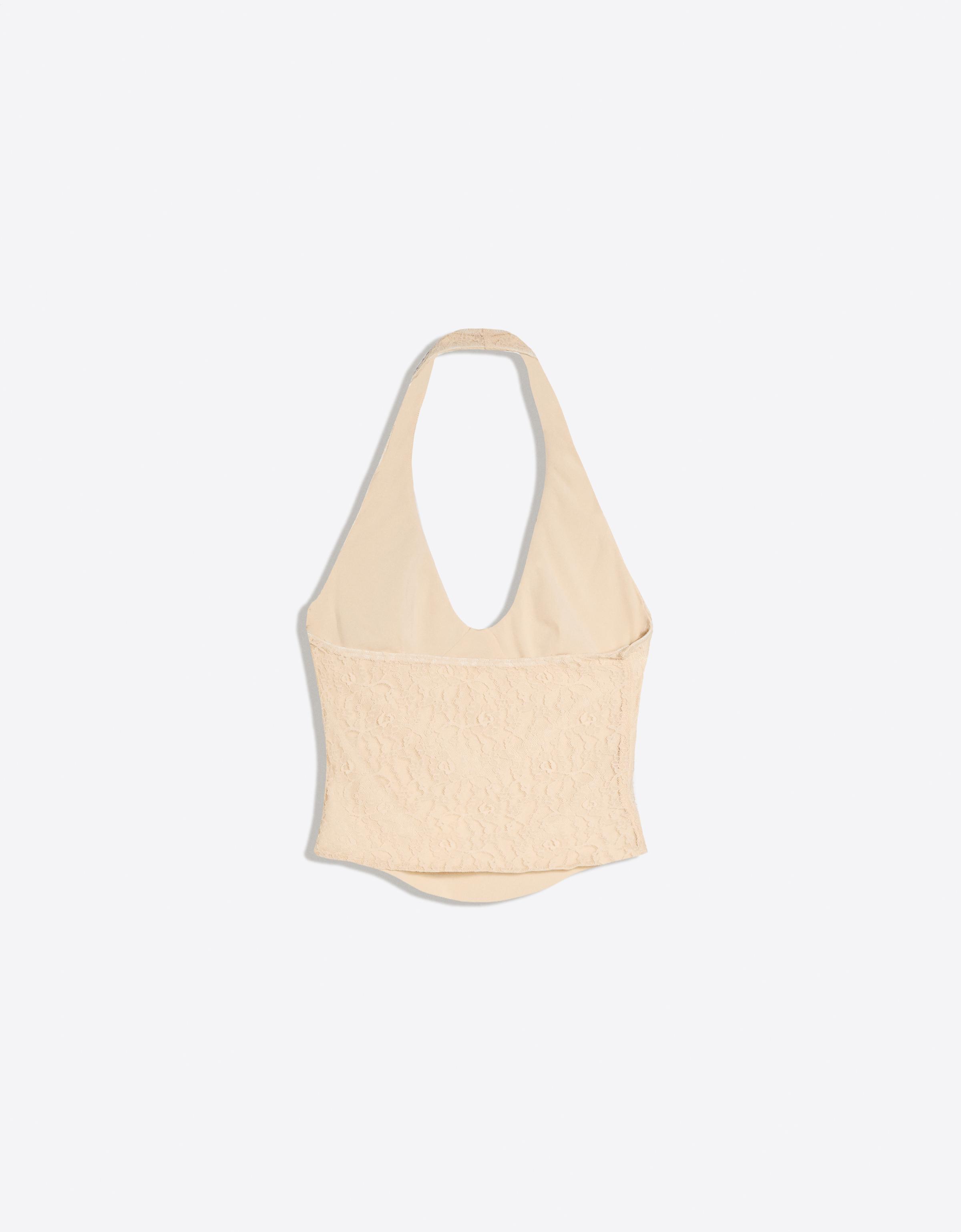 Lace corset halter top — Cream