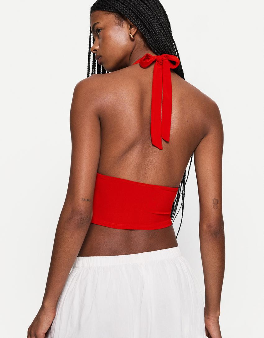 Gathered halter top Women Bershka - Main Image