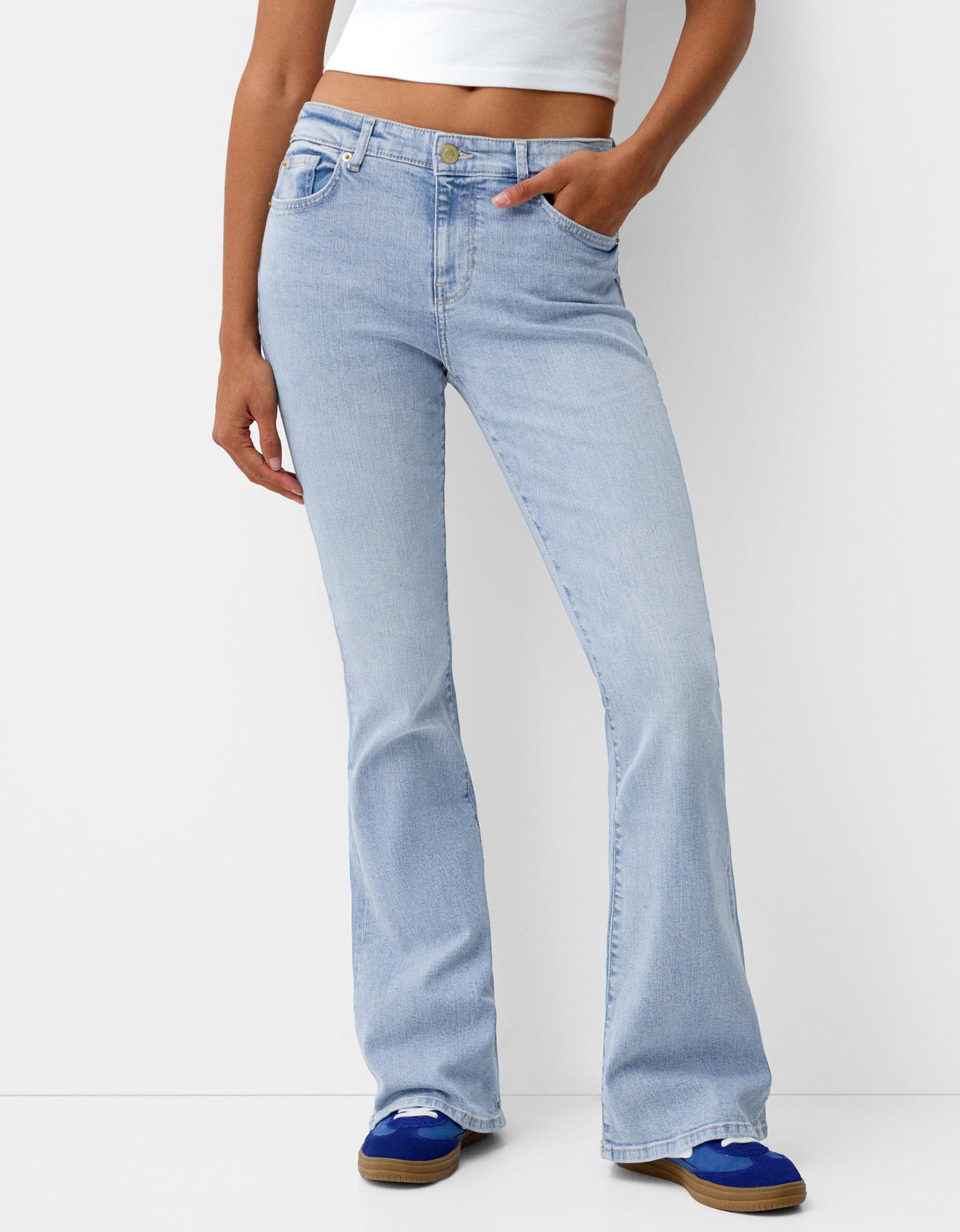 Bershka Jeans Flare Donna 48 (Eu 44) Azzurro Chiaro