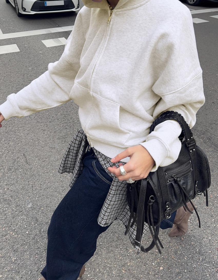 Oversize zip-up hoodie-Grey