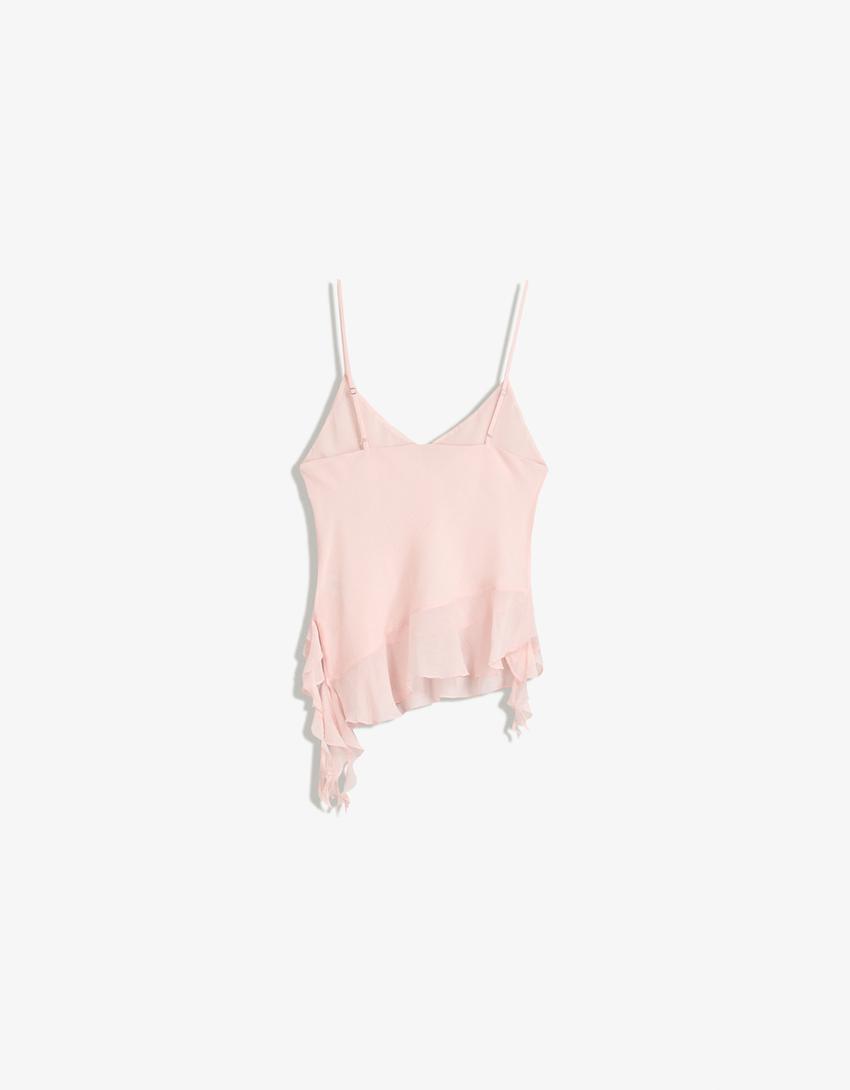 Top bretele volane-Roz