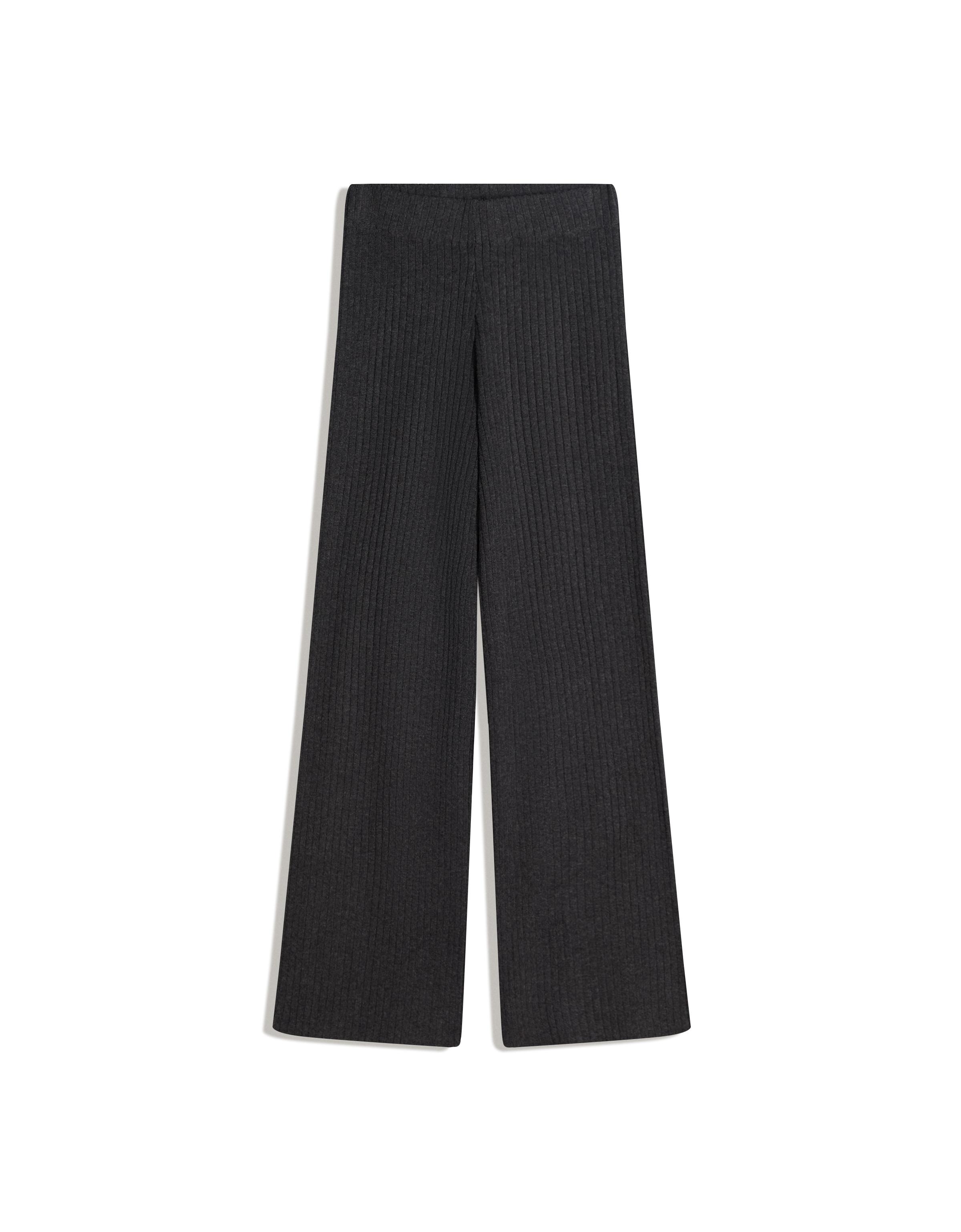 Wide-leg rib trousers