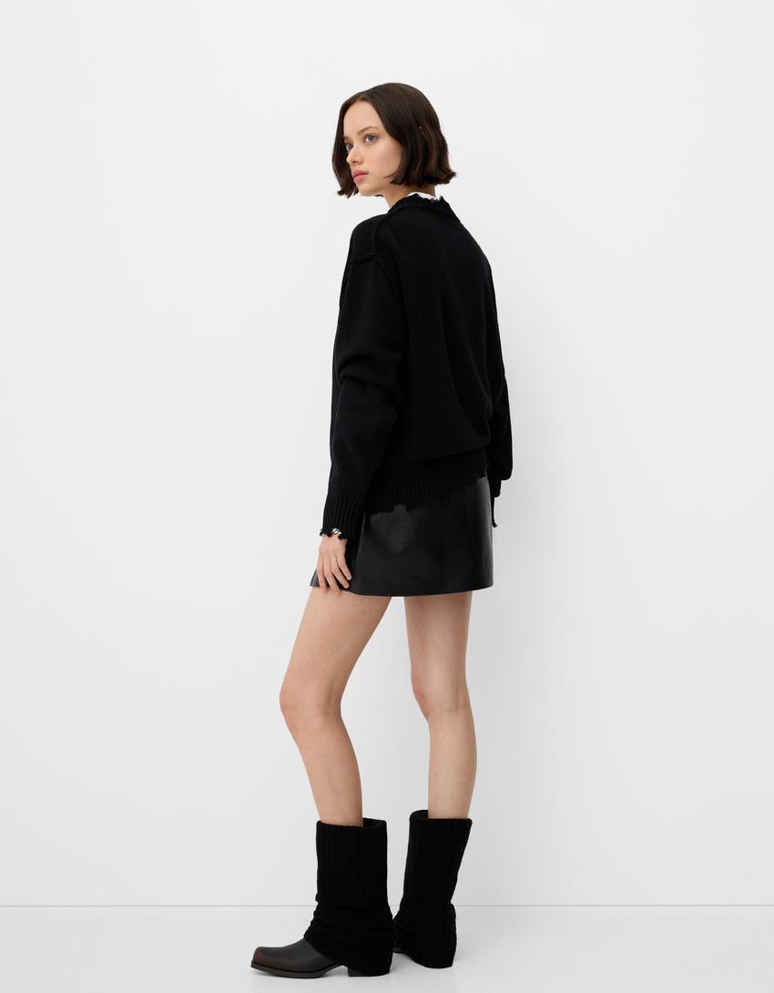 Faux leather mini skirt - Women | Bershka