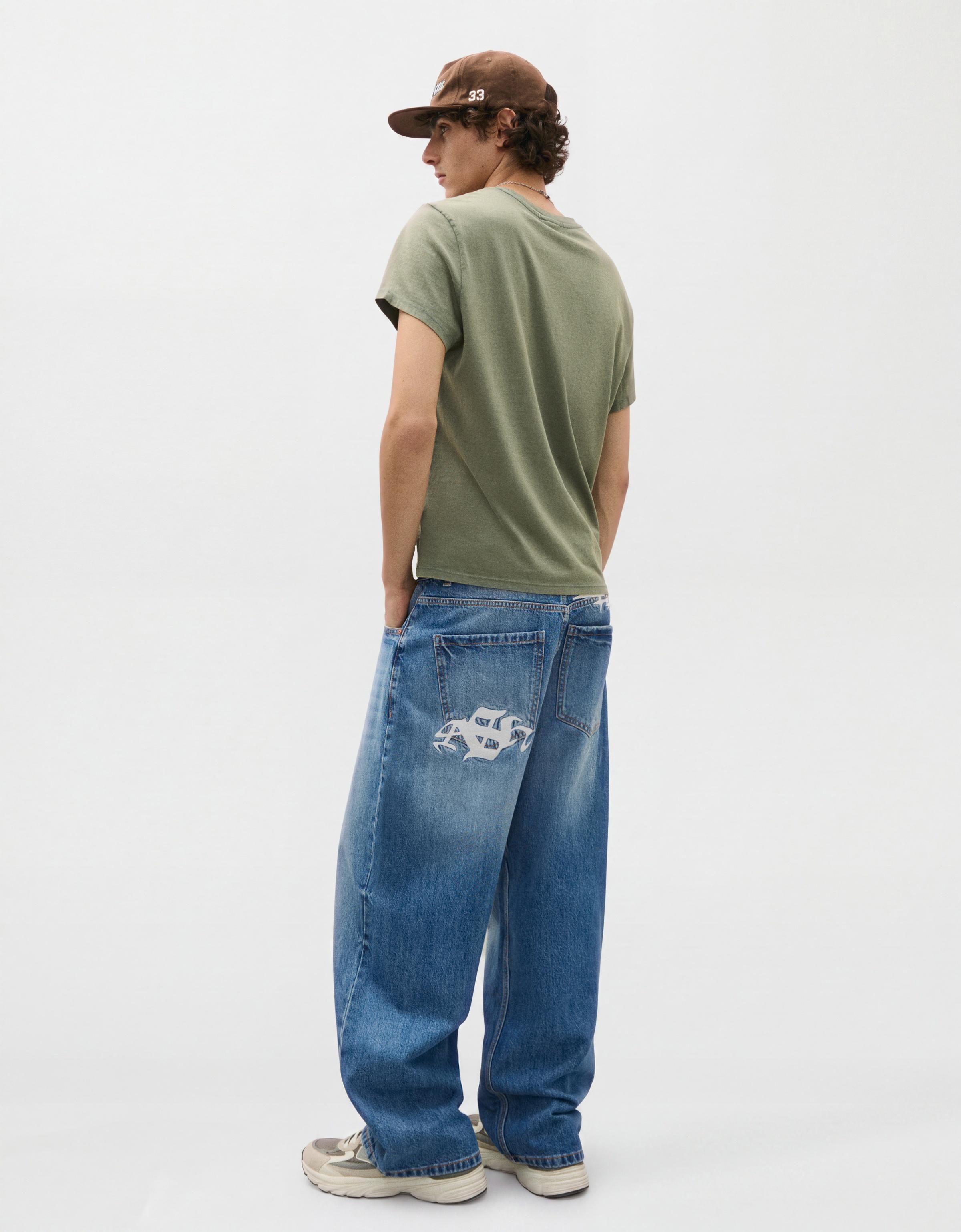 Embroidered neobarrel jeans — Light blue