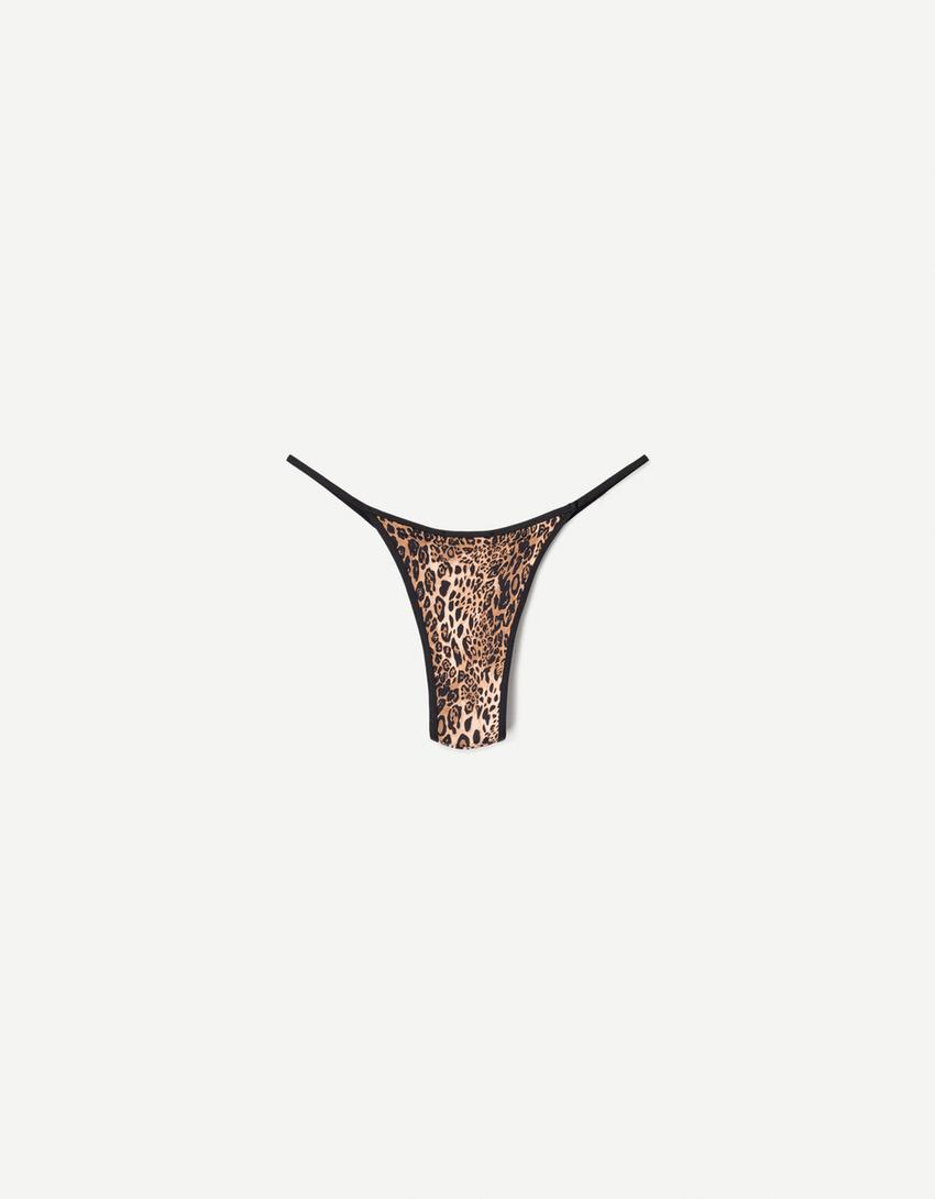 Reversible animal print bikini bottoms-Black