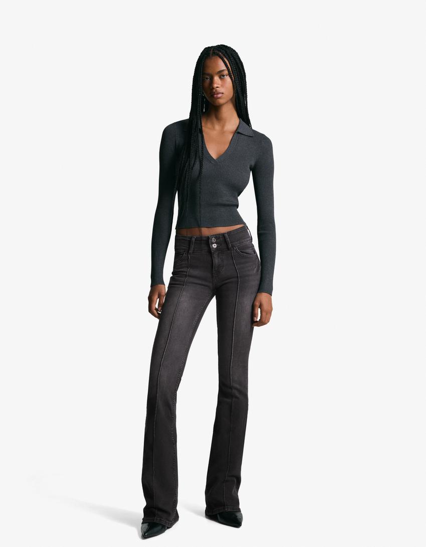 Low-rise boot-cut jeans-Black-0
