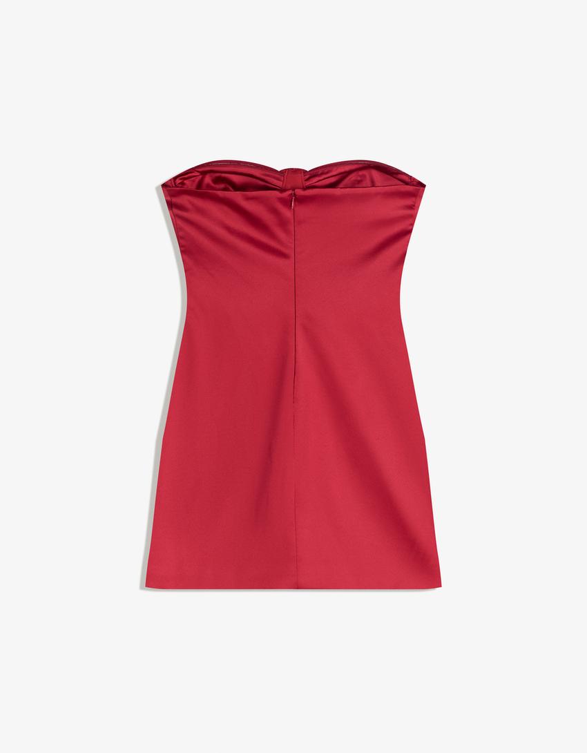 Floral satin mini dress-Coral