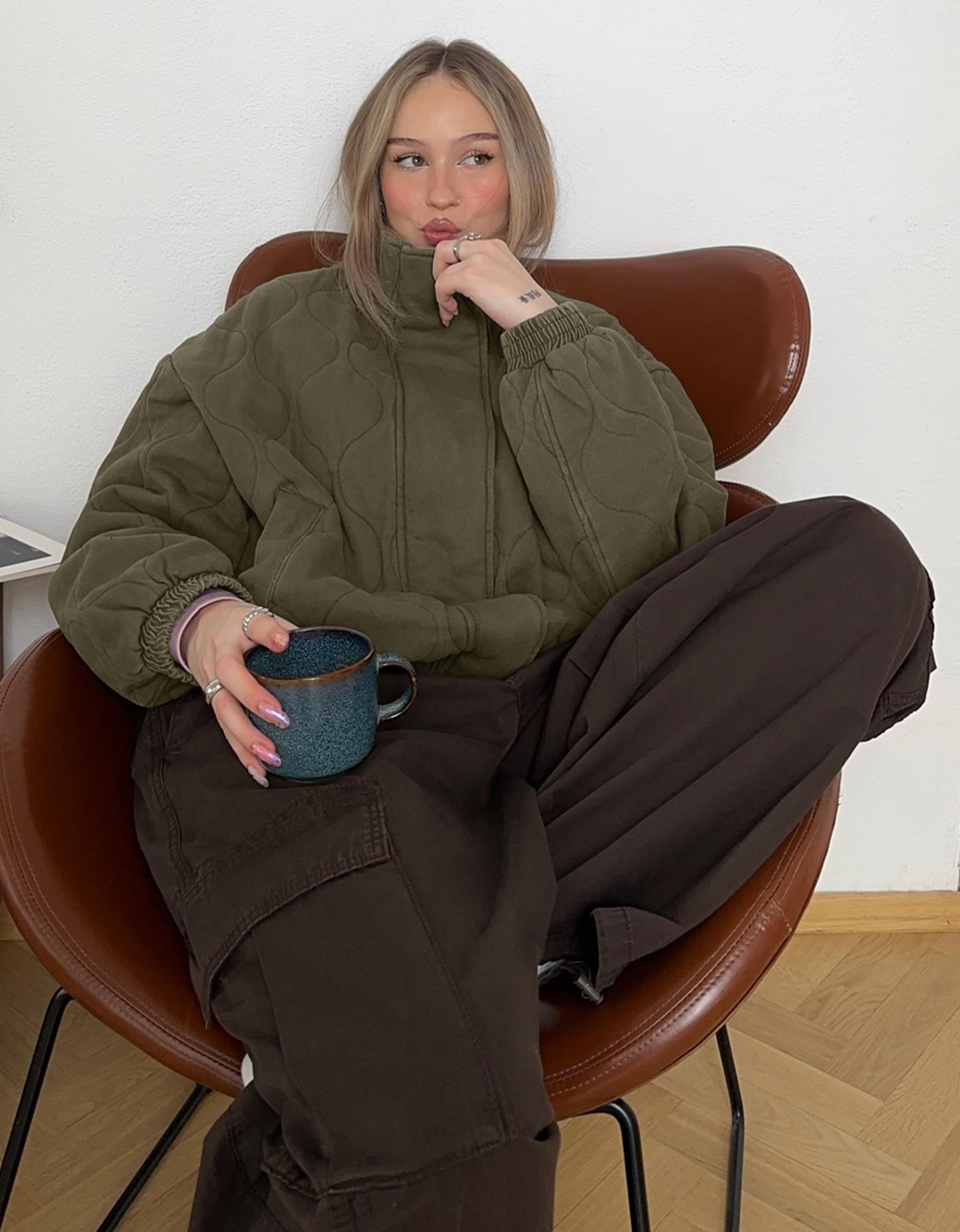 Washed effect jacket — Khaki