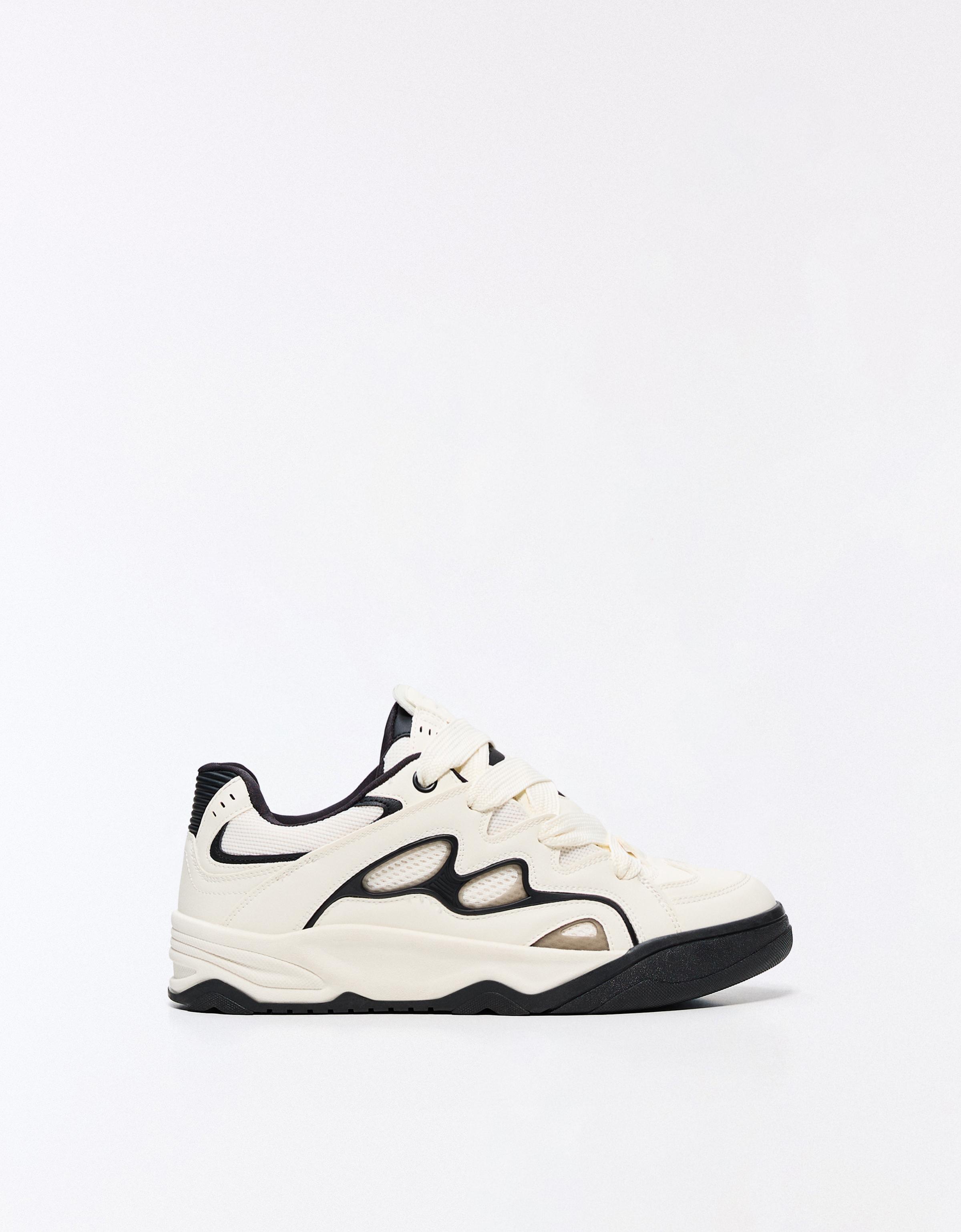 Bershka Skate-Sneaker Mit Dicker Sohle Herren 40 Weiss