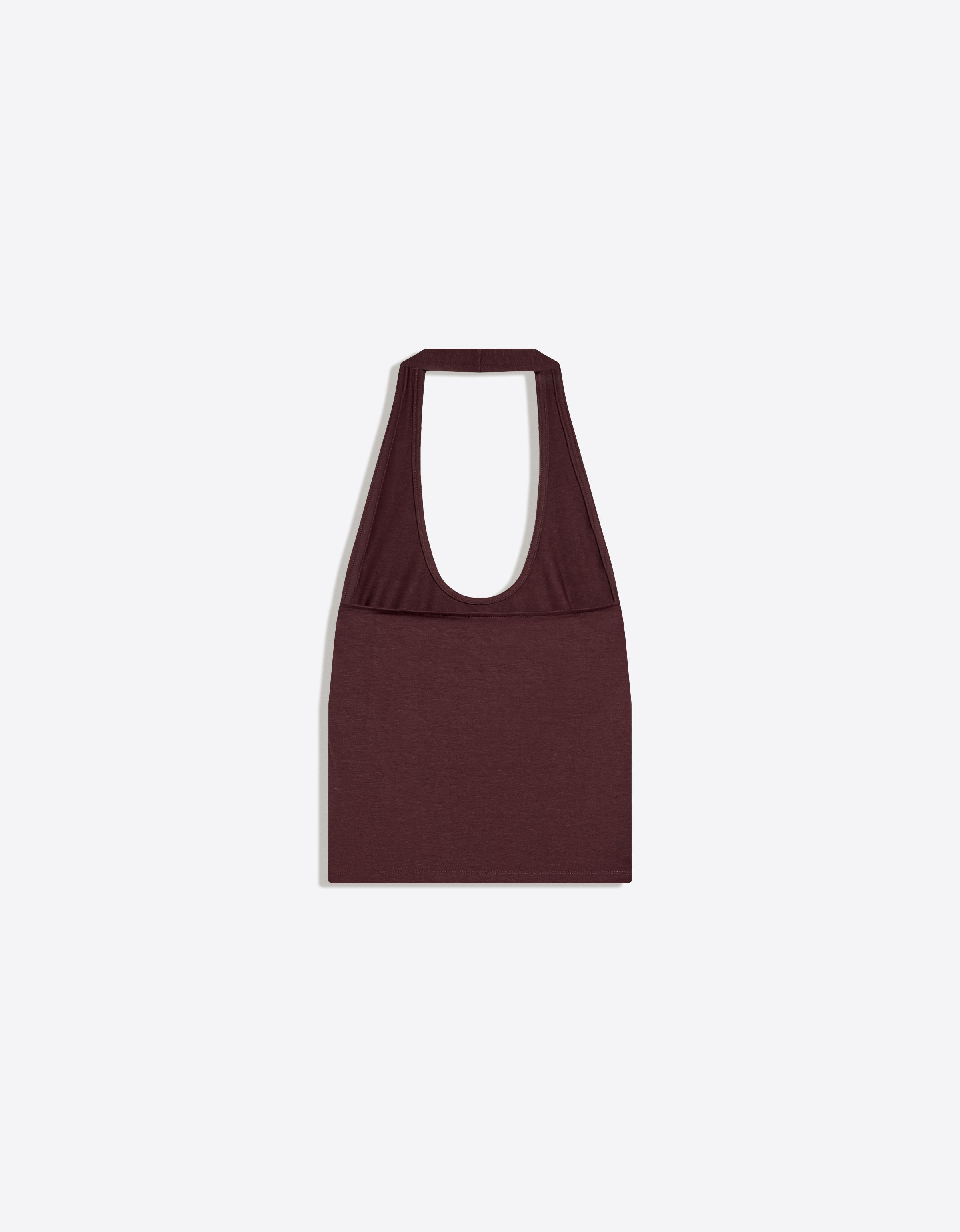 Halter yaka düğmeli bluz - Görsel 4