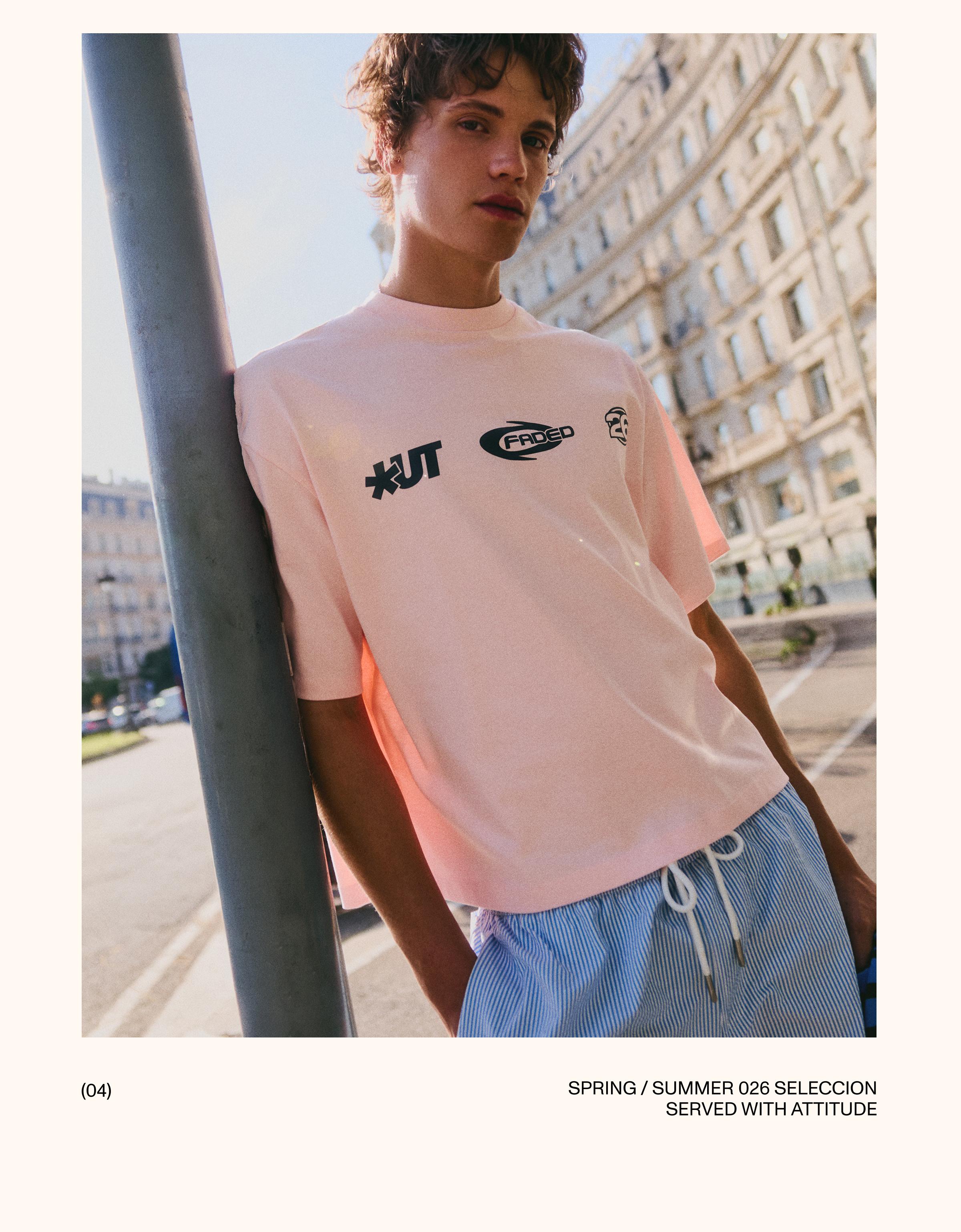 Boxy fit print T-shirt — Pink