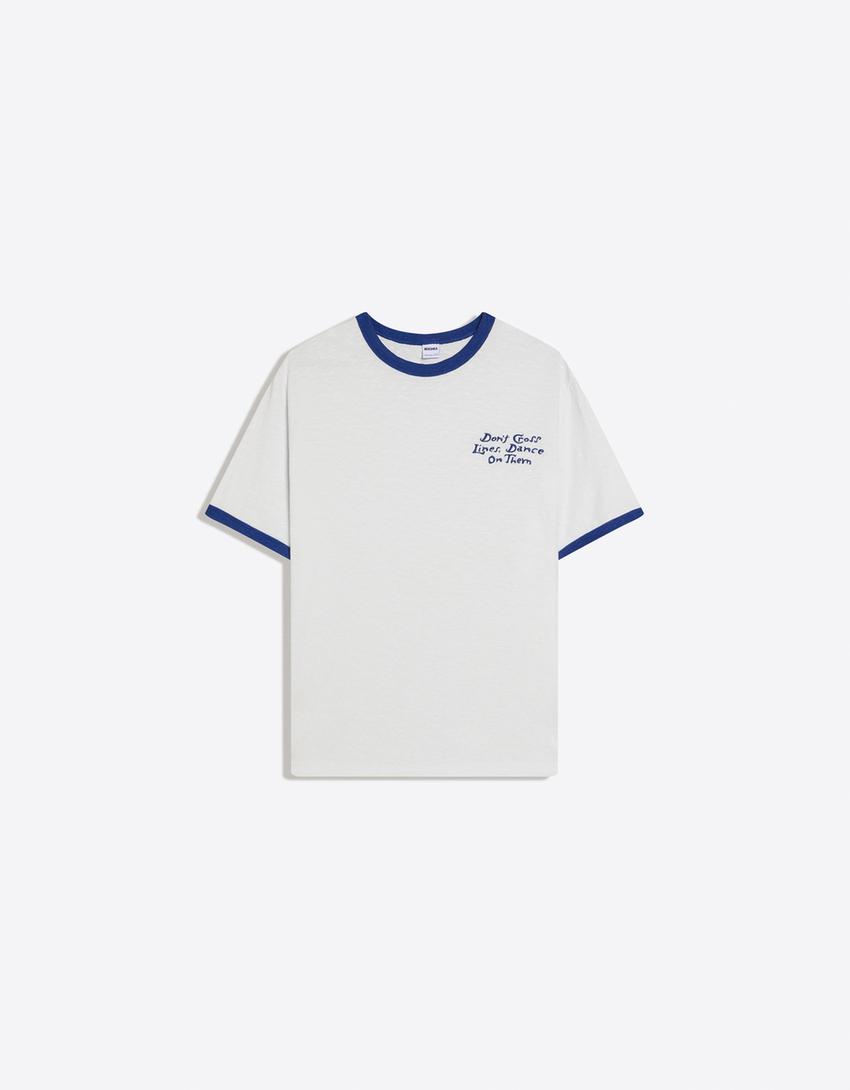 Camiseta manga corta contraste-Azul