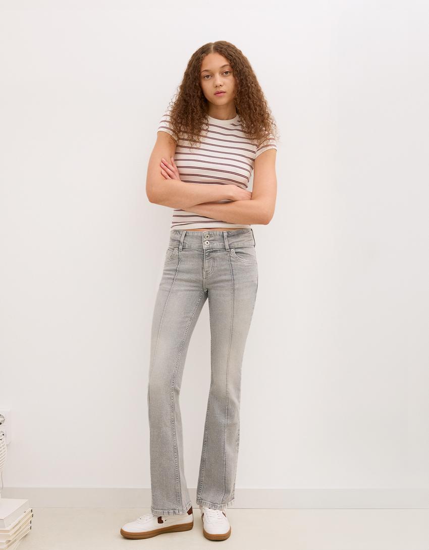 Jean bootcut taille basse-Gris foncé-0