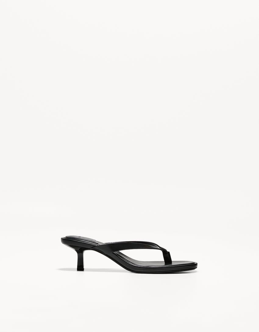 Sandales talon kitten heel-Noir
