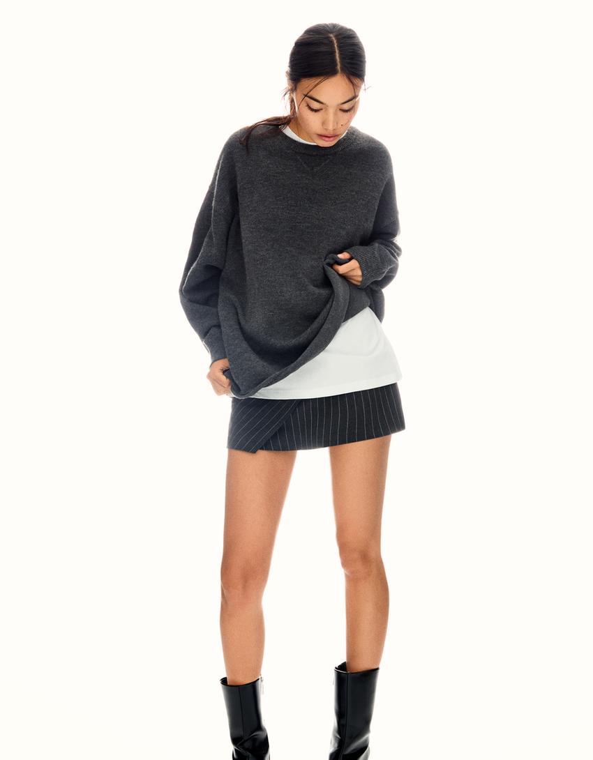 Sweater decote redondo-Cinzento-escuro-1