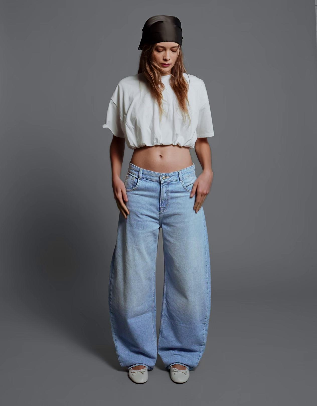 Yüksek bel barrel fit jean - Görsel 9