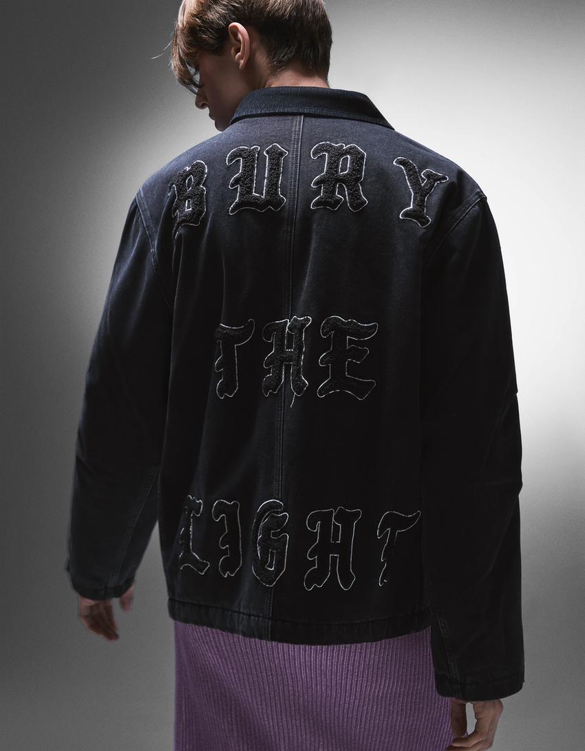 Jeansjacke mit Taschen-Schwarz