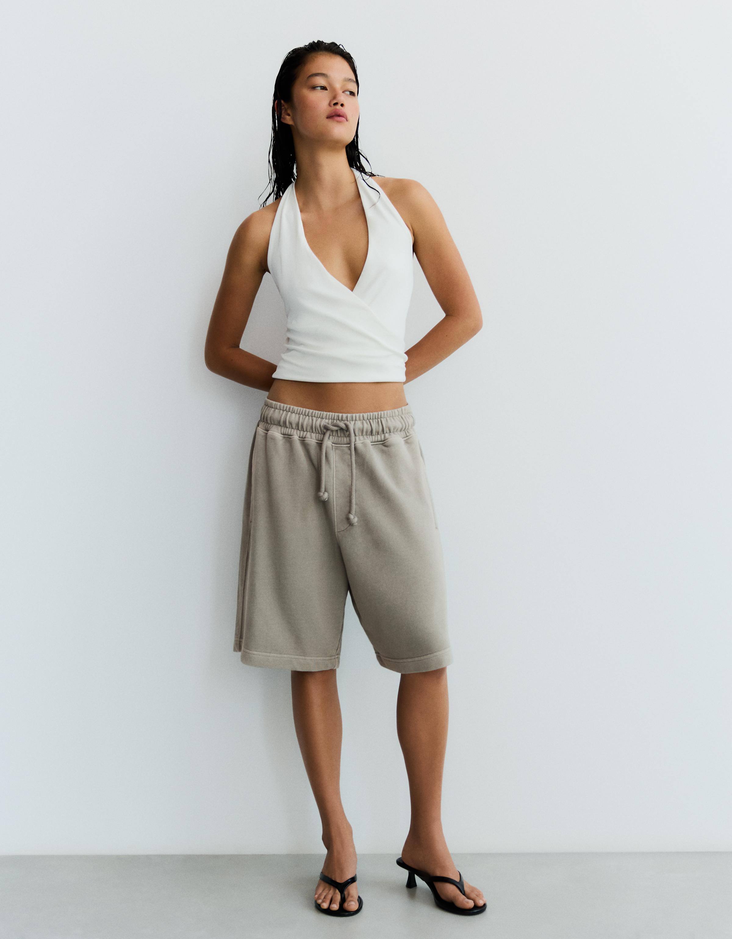 Boxy print Bermuda shorts — Grey