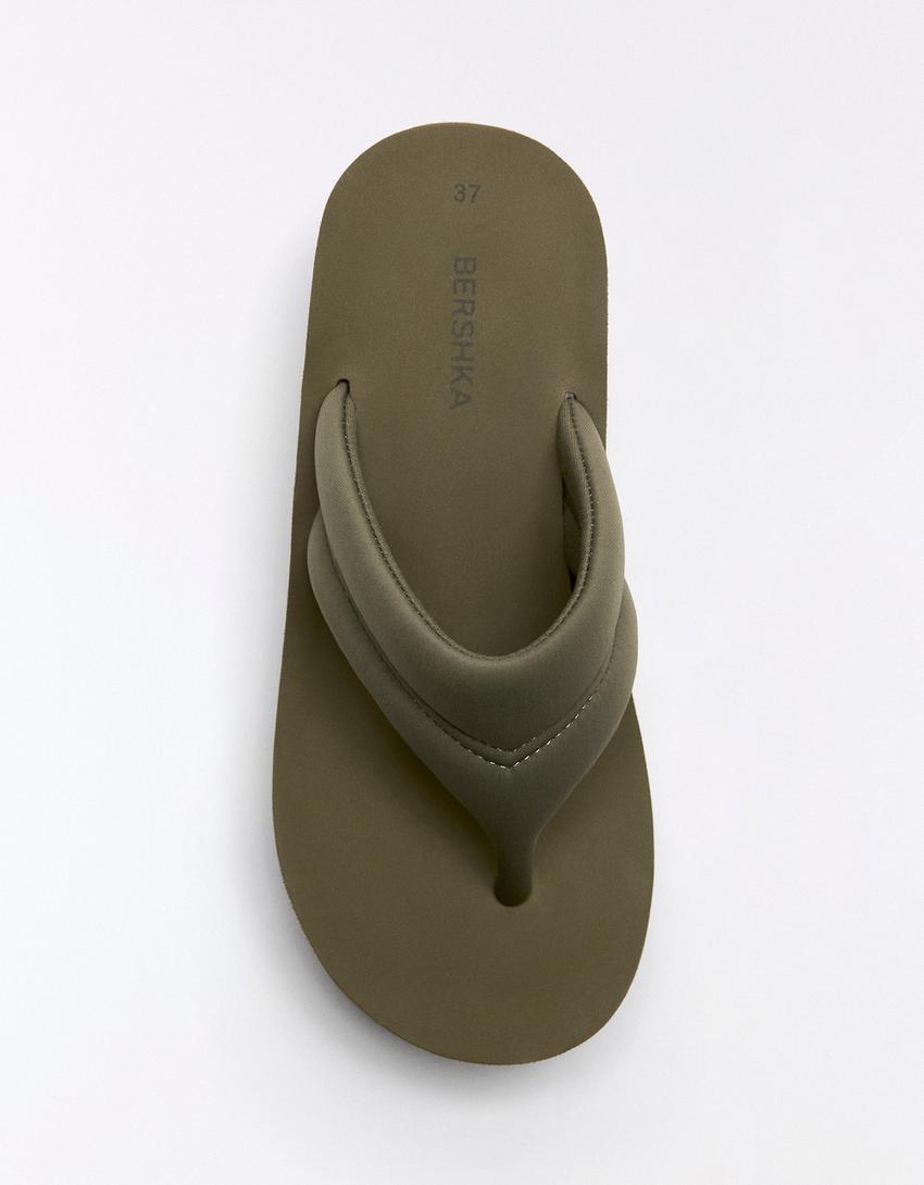 Quilted platform sandals-KHAKI