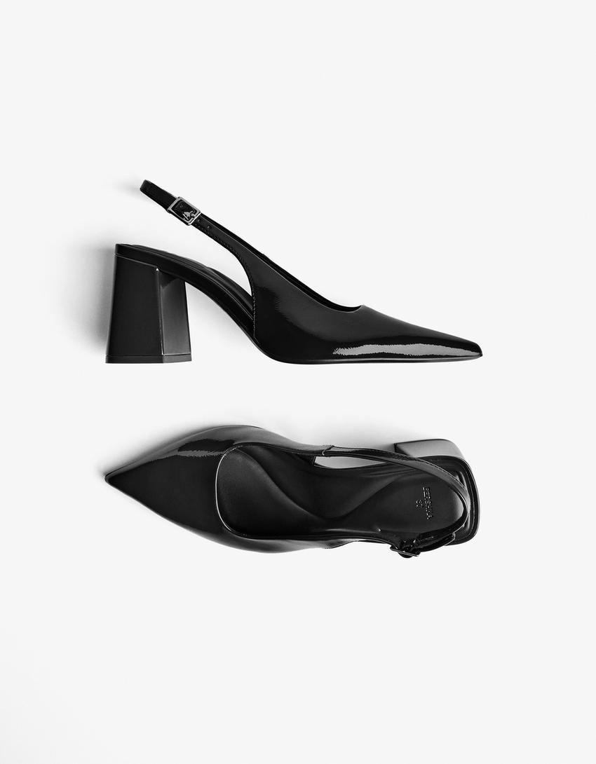 Chaussures à talon large type mules-Noir-3
