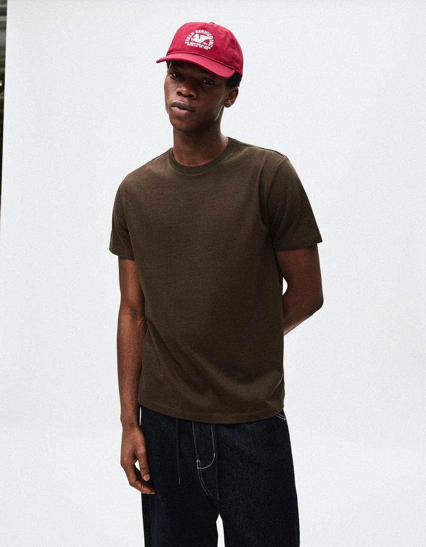 short sleeve T-shirt-Brown