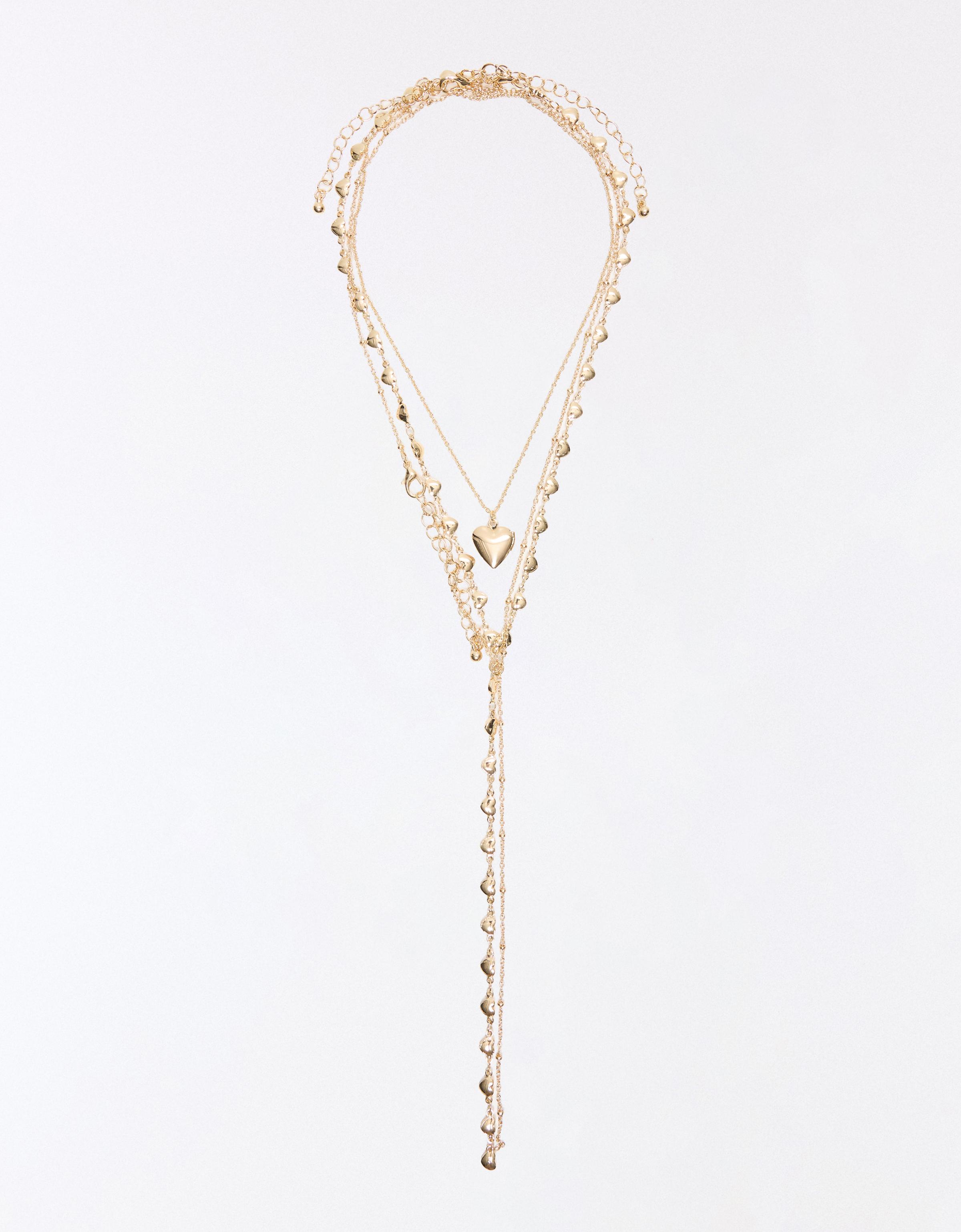 Pack of heart lariat necklaces — Gold