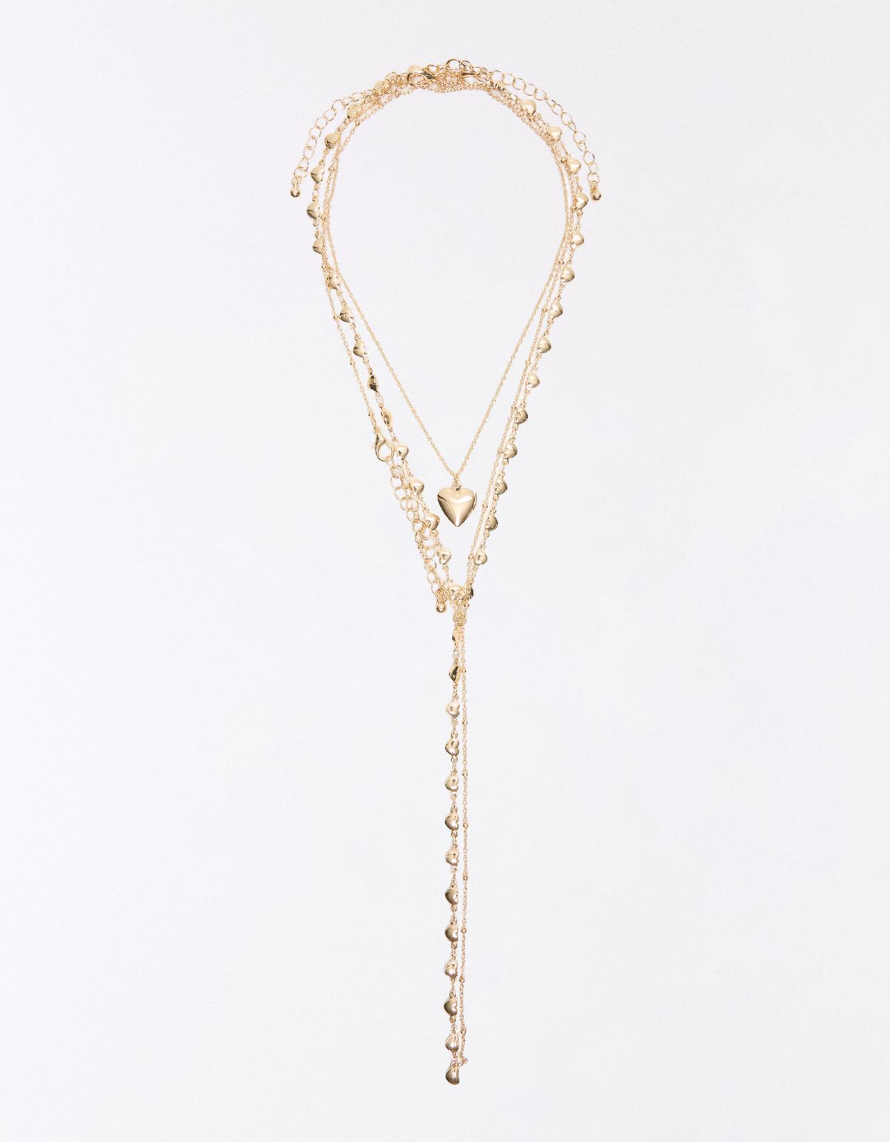 Pack of heart lariat necklaces — Gold