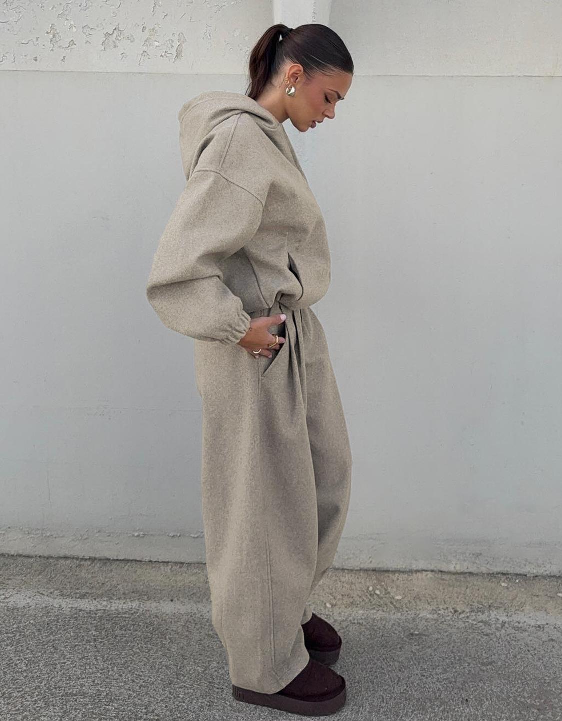 Wool-effect zip-up hoodie