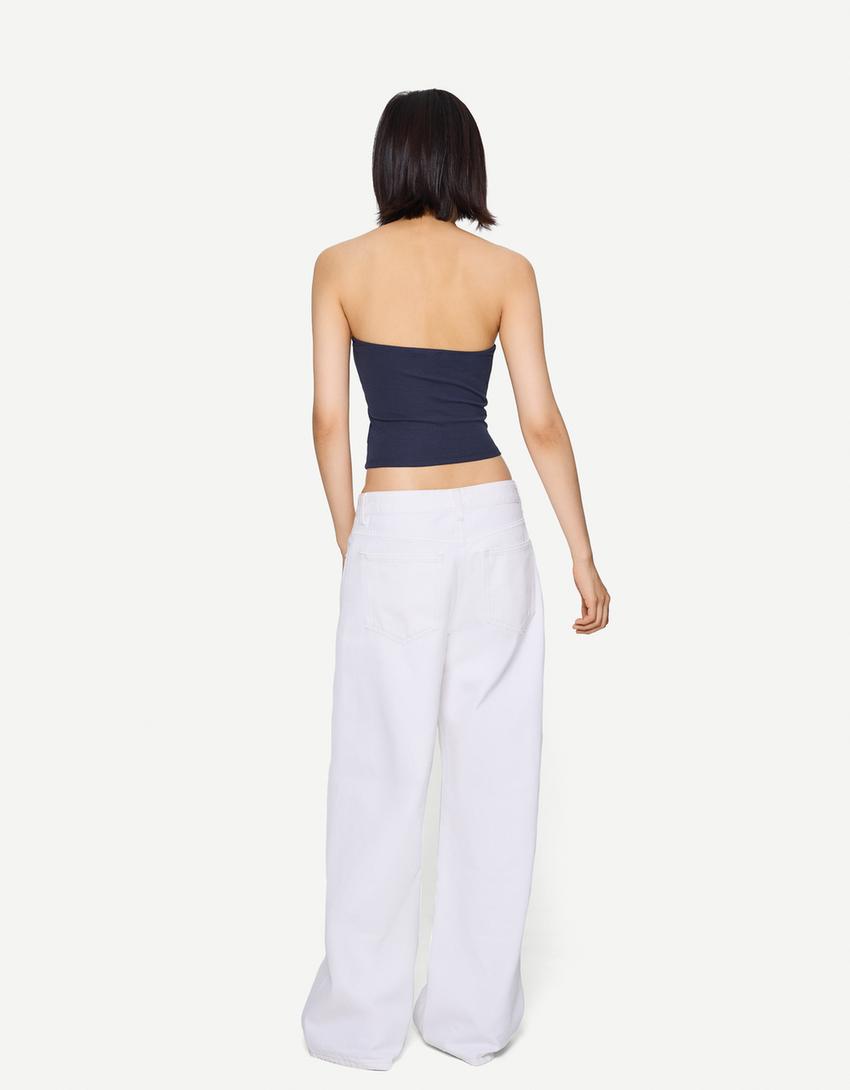Top bandeau print-Azul