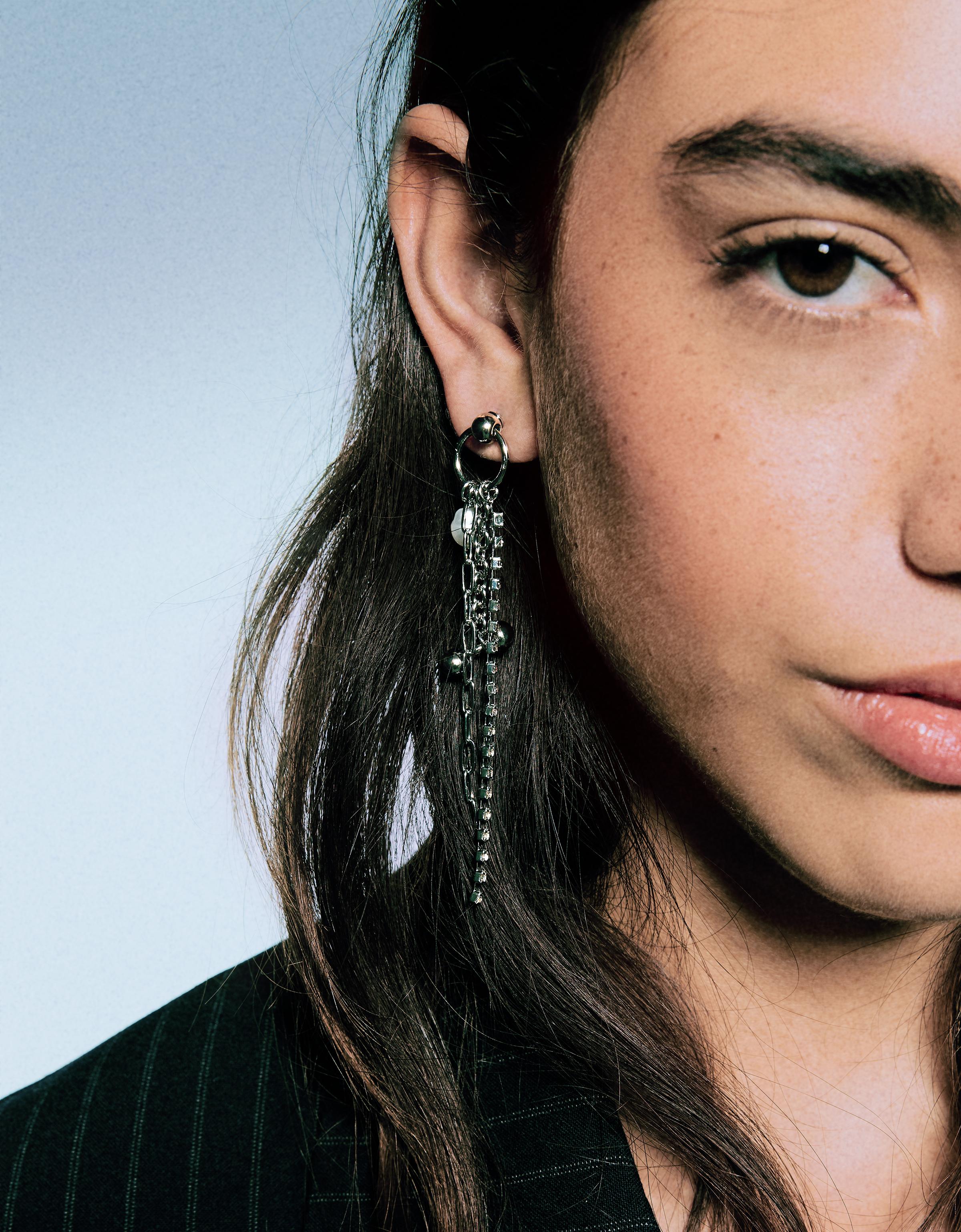 Bershka Piercing-Ohrringe, Signature Edition Damen Silber