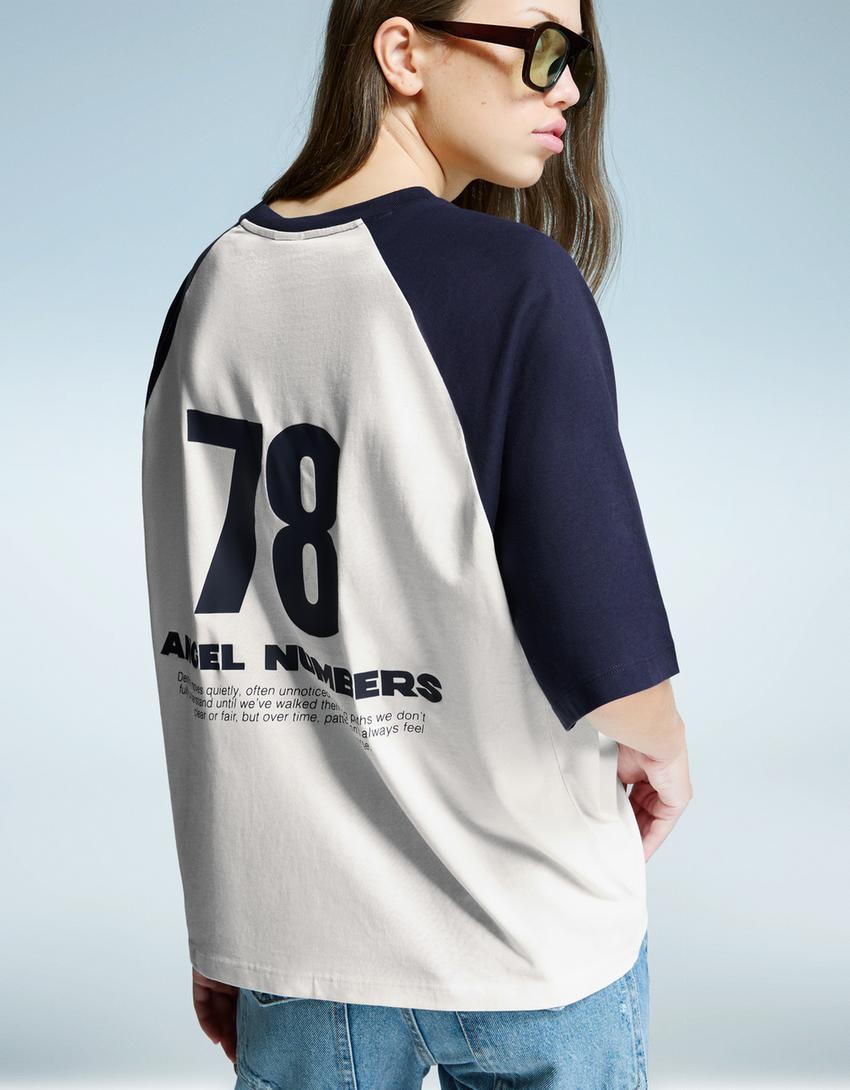 T-shirt à manches courtes imprimé-Marine