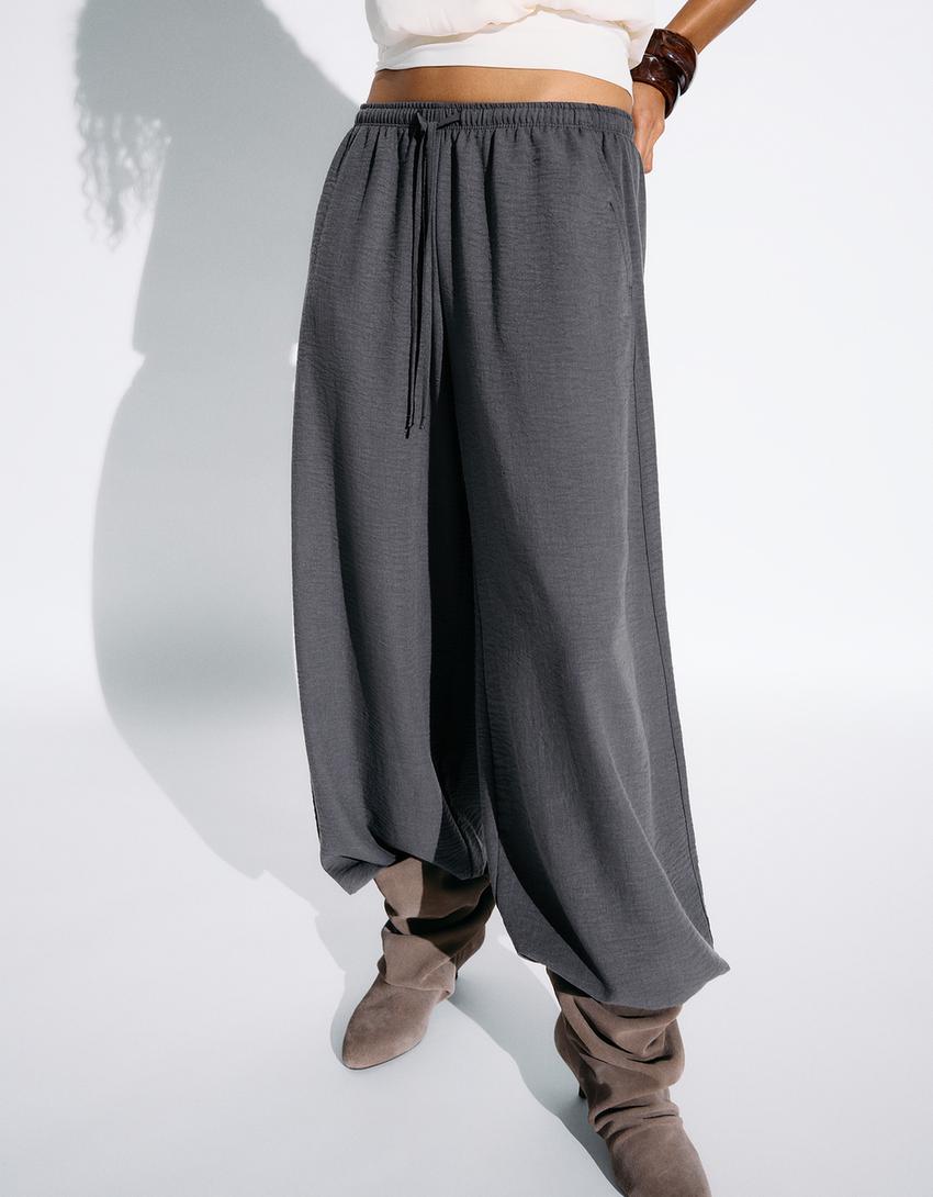 Rustic sarouel trousers-Dark grey